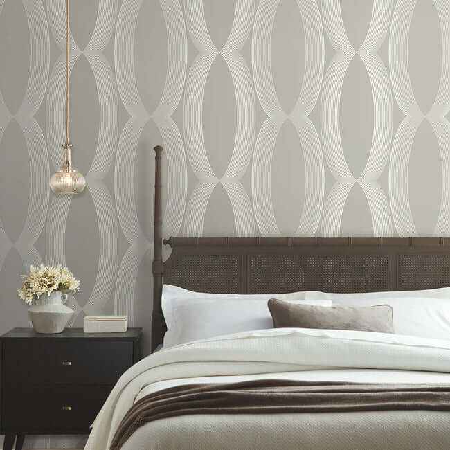Progression Ogee Light Neutral Wallpaper - York Wallcoverings - EV3983 - York Wallcoverings Wallpaper