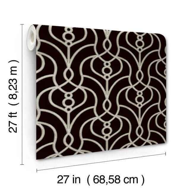 Divine Trellis Black Wallpaper - York Wallcoverings - EV3945 - York Wallcoverings Wallpaper