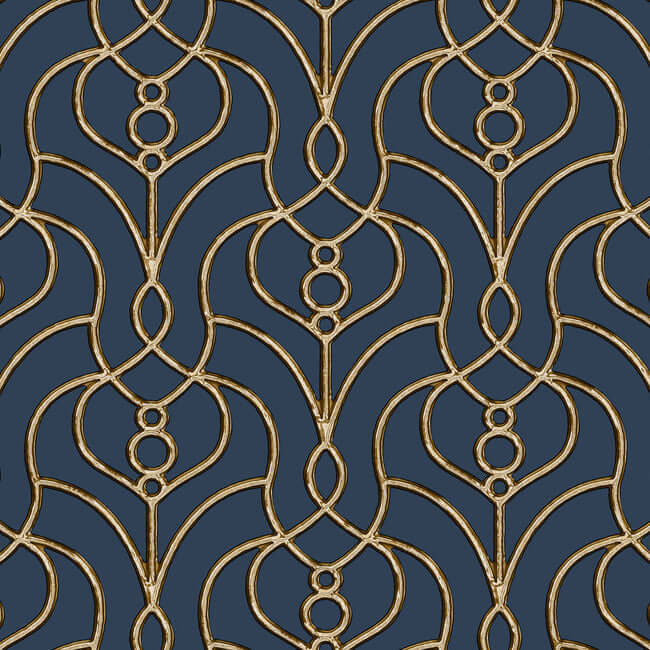 divine-trellis-navy-wallpaper-york-wallcoverings-ev3946 - York Wallcoverings Wallpaper