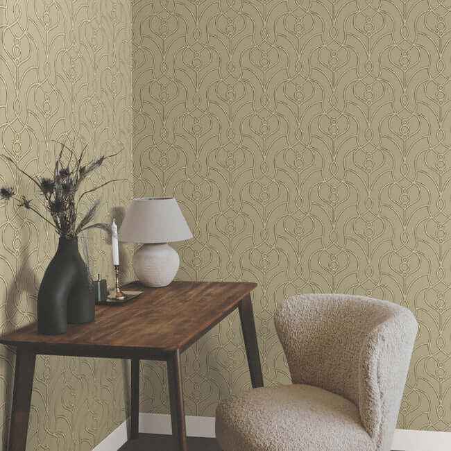 Divine Trellis Taupe Wallpaper - York Wallcoverings - EV3947 - York Wallcoverings Wallpaper