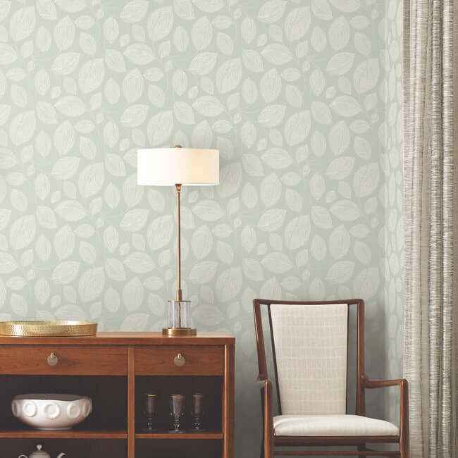 Contoured Leaves Green Wallpaper - York Wallcoverings - EV3921