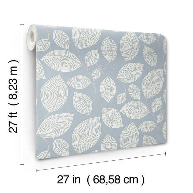 contoured-leaves-indigo-blue-wallpaper-york-wallcoverings-ev3925 - York Wallcoverings Wallpaper