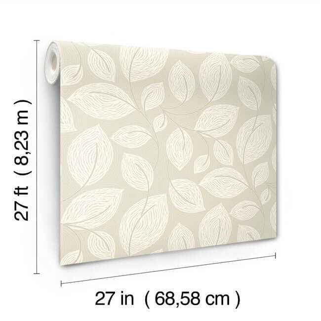 Contoured Leaves Sand Wallpaper - York Wallcoverings - EV3923 - York Wallcoverings Wallpaper