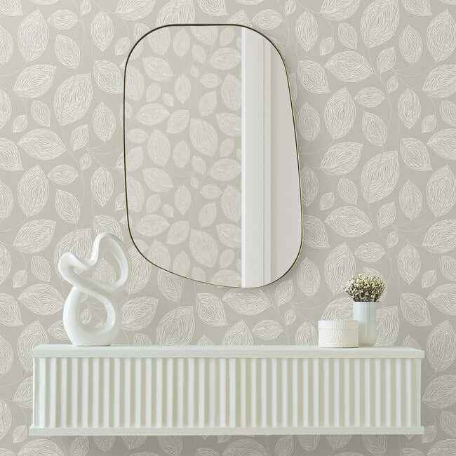Contoured Leaves Taupe Wallpaper - York Wallcoverings - EV3922 - York Wallcoverings Wallpaper