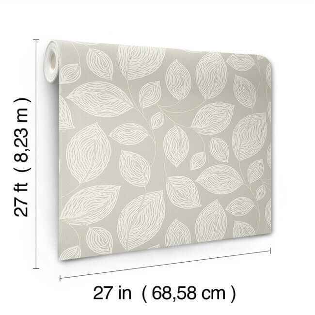 Contoured Leaves Taupe Wallpaper - York Wallcoverings - EV3922 - York Wallcoverings Wallpaper