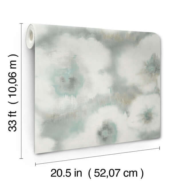 blended-floral-aqua-wallpaper-york-wallcoverings-ev3961 - York Wallcoverings Wallpaper