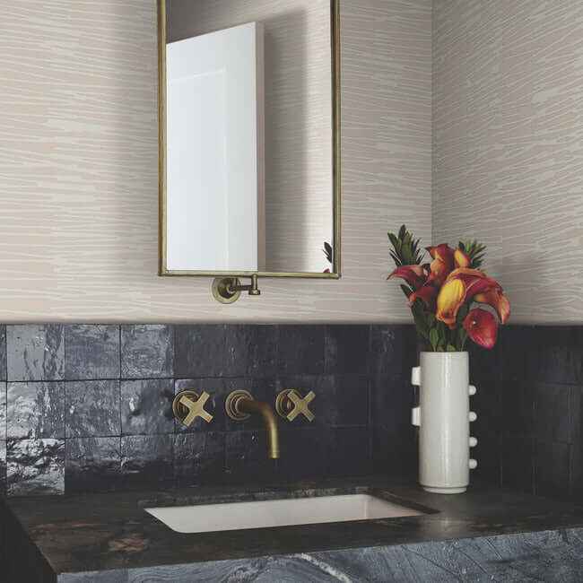 Water Reed Thatch Clay & Silver Wallpaper - York Wallcoverings - AG2091 - York Wallcoverings Wallpaper