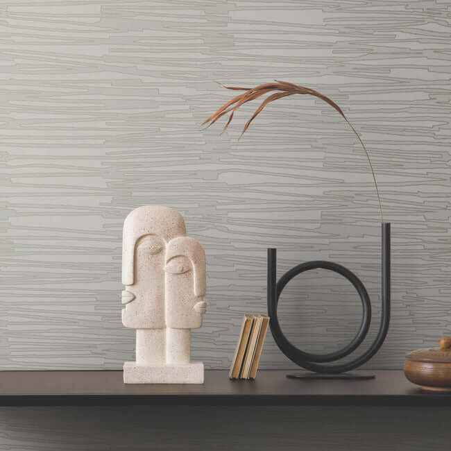 Water Reed Thatch Dove & Silver Wallpaper - York Wallcoverings - AG2092