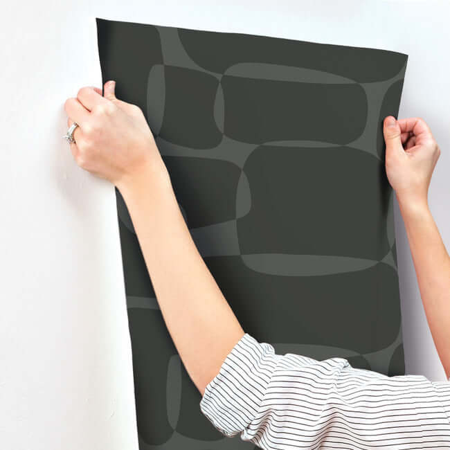 block-black-metallic-wallpaper-york-wallcoverings-ag2073 - York Wallcoverings Wallpaper