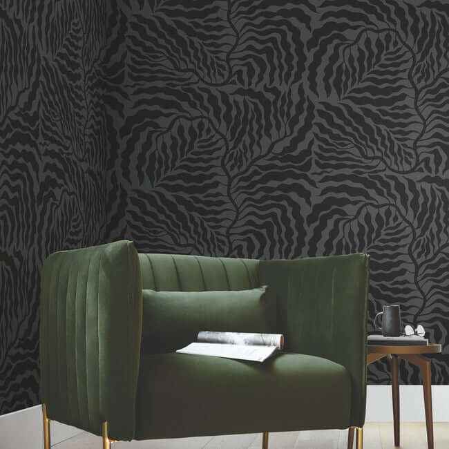 Fern Fronds Black Wallpaper - York Wallcoverings - AG2062 - York Wallcoverings Wallpaper