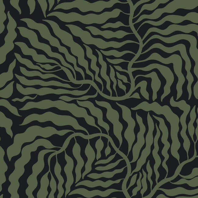 fern-fronds-black-green-wallpaper-york-wallcoverings-ag2061 - York Wallpaper Wallpaper