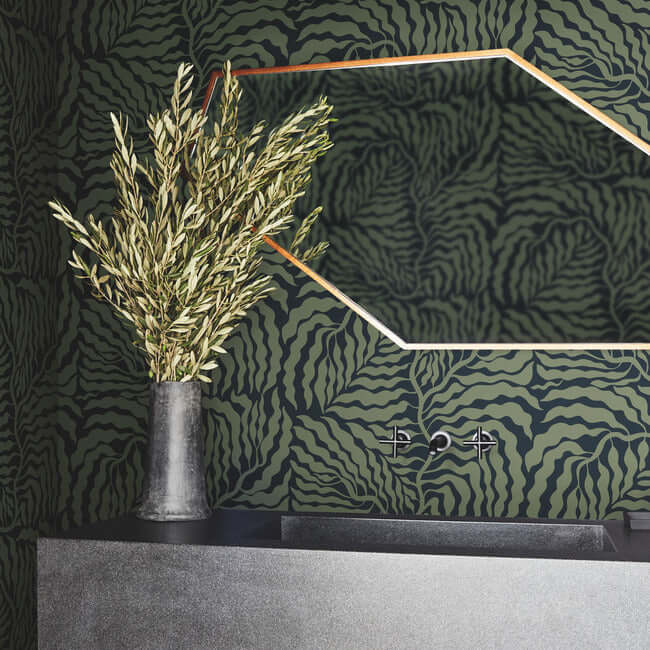 fern-fronds-black-green-wallpaper-york-wallcoverings-ag2061 - York Wallpaper Wallpaper