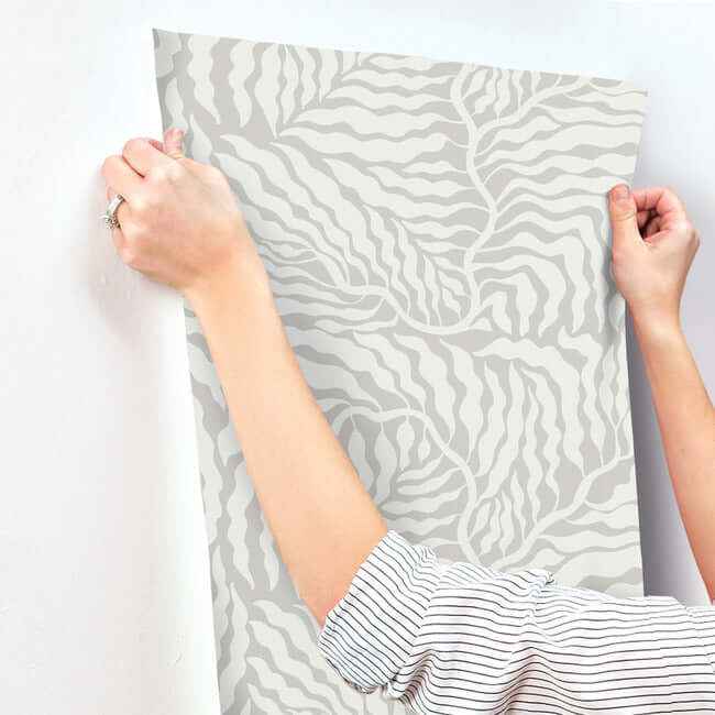 Fern Fronds Grey & White Wallpaper - York Wallcoverings - AG2064 - York Wallcoverings Wallpaper