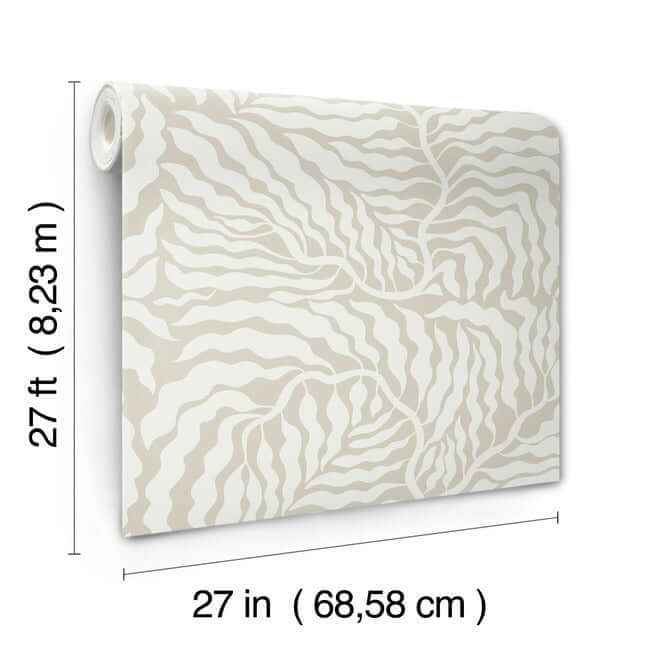 Fern Fronds Taupe & White Wallpaper - York Wallcoverings - AG2063 - York Wallcoverings Wallpaper