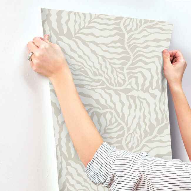 Fern Fronds Taupe & White Wallpaper - York Wallcoverings - AG2063 - York Wallcoverings Wallpaper