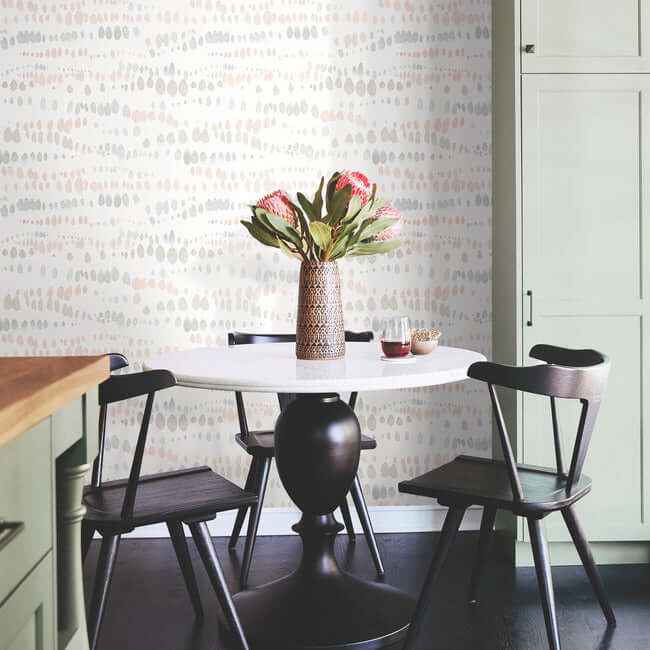 Dewdrops Pink & Grey Wallpaper - York Wallcoverings - AG2047 - York Wallcoverings Wallpaper