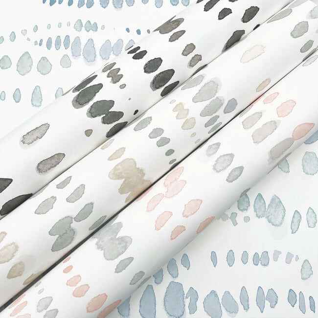 Dewdrops Pink & Grey Wallpaper - York Wallcoverings - AG2047 - York Wallcoverings Wallpaper