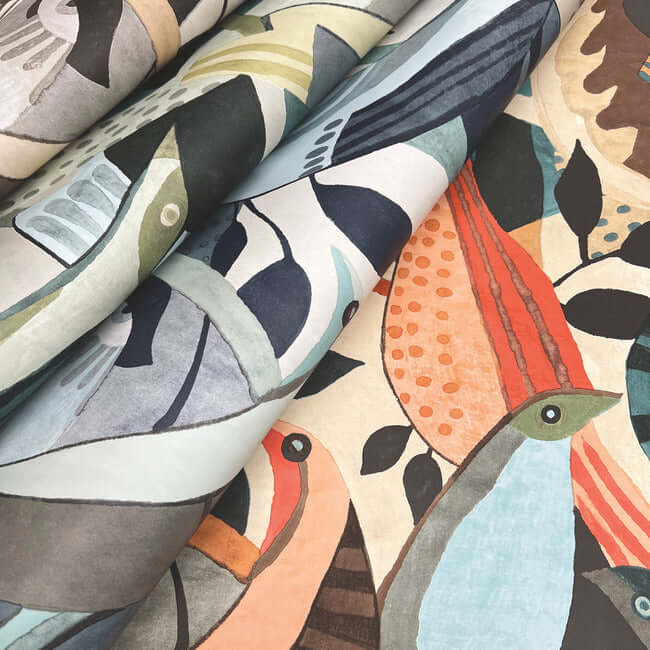 fauvist-flock-coral-aqua-wallpaper-york-wallcoverings-ag2016 - York Wallcoverings Wallpaper