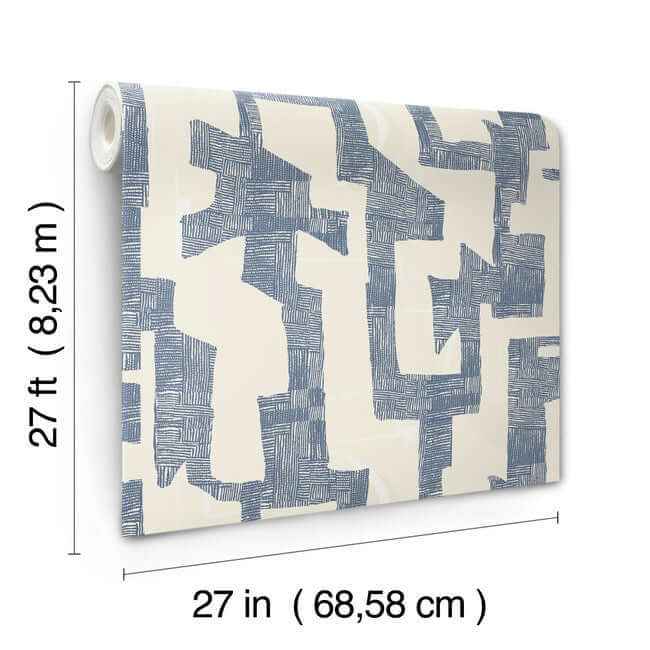 Modern Tribal Almond & Navy Wallpaper - York Wallcoverings - AG2104 - York Wallcoverings Wallpaper