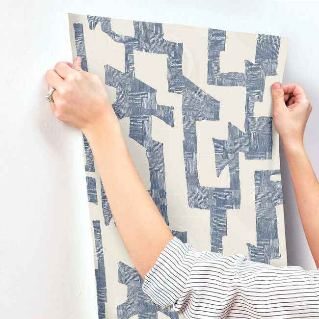 Modern Tribal Almond & Navy Wallpaper - York Wallcoverings - AG2104 - York Wallcoverings Wallpaper