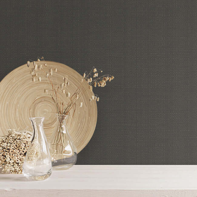 bali-basketweave-wallpaper-black-york-wallcoverings-si24927 - York Wallcoverings Wallpaper