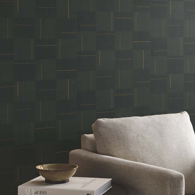 geo-block-weave-black-wallpaper-york-wallcoverings-si24905 - York Wallpaper Wallpaper