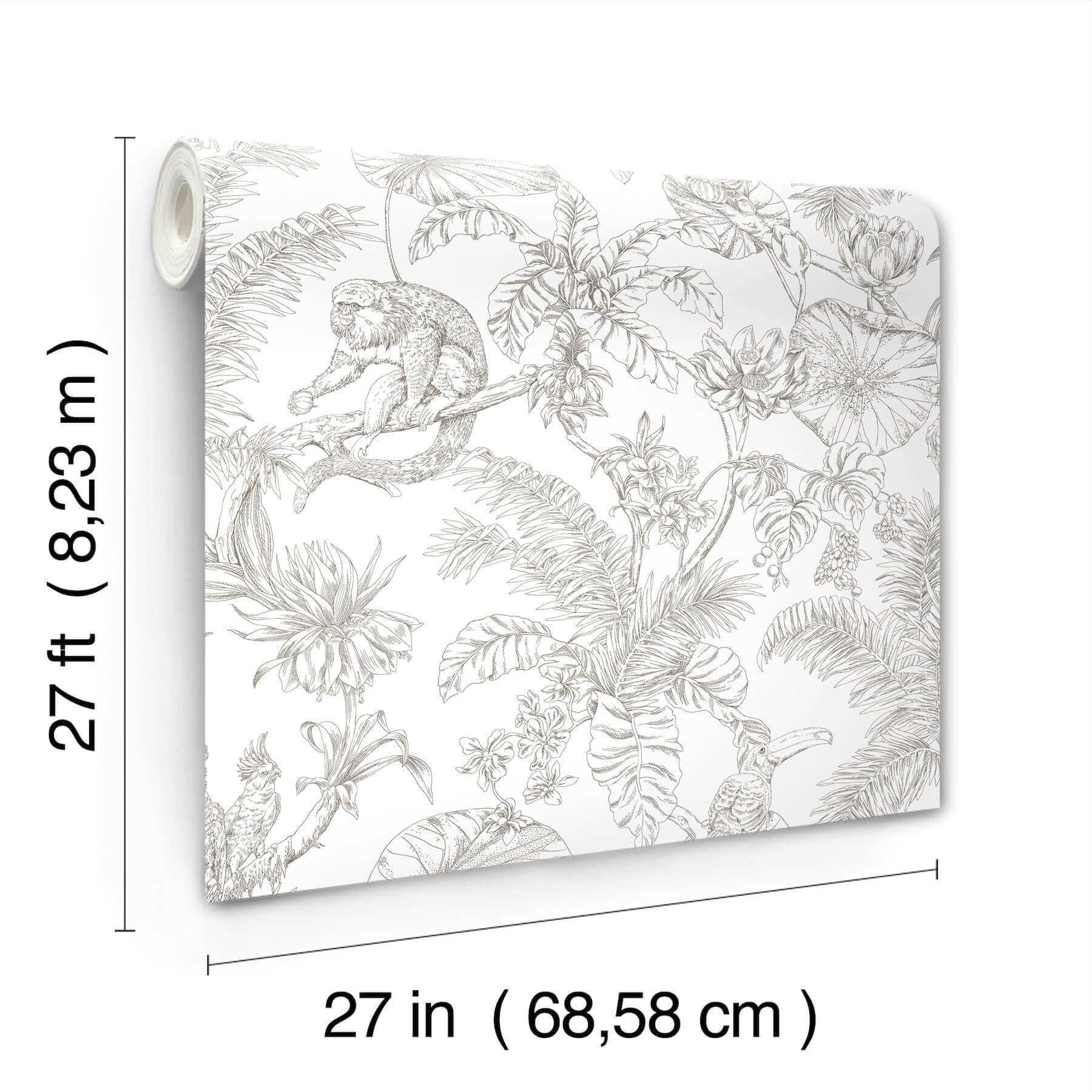 tropical-sketch-toile-brown-wallpaper-york-wallcoverings-rt7843 - York Wallpaper Wallpaper