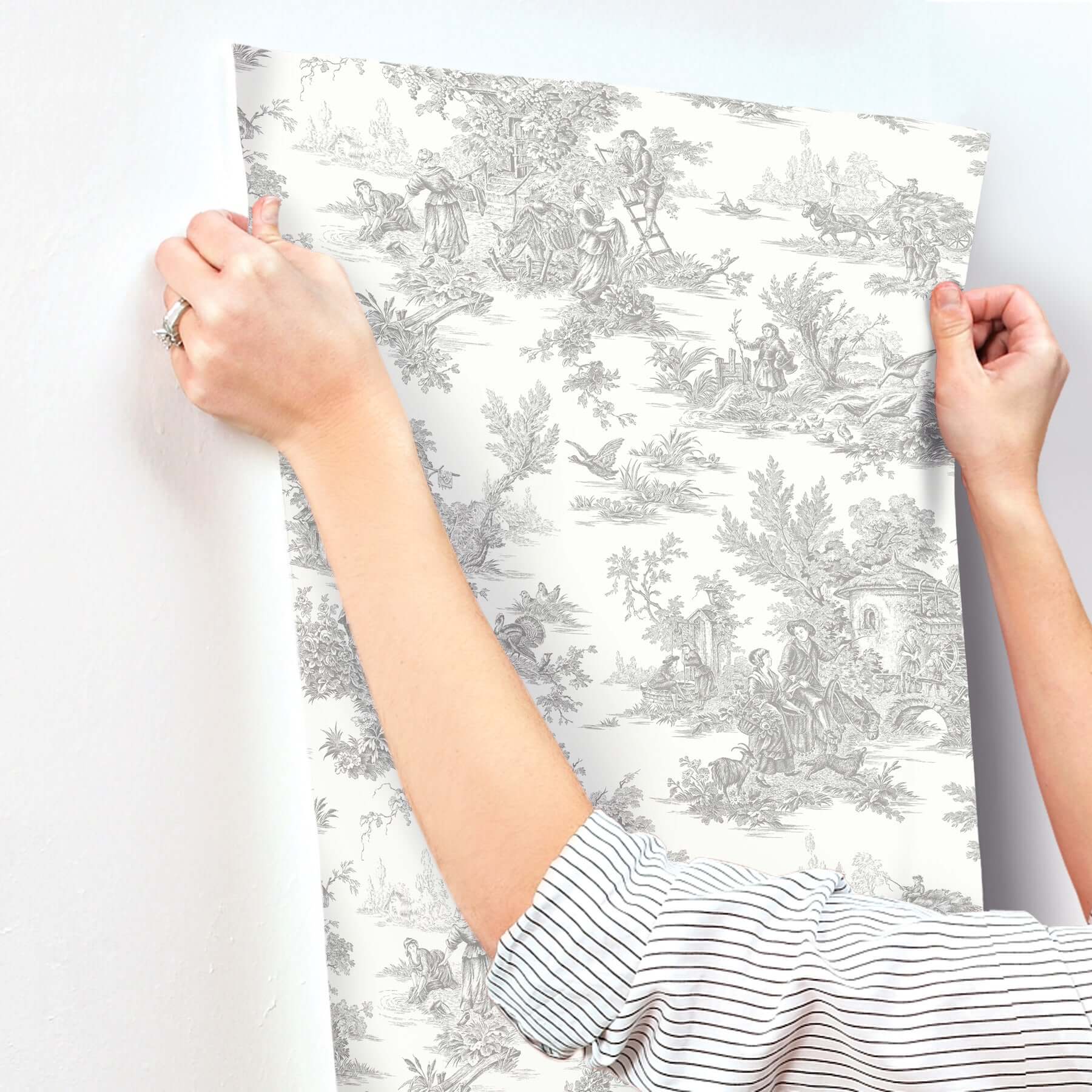 campagne-toile-wallpaper-grey-york-wallcoverings-rt7940 - York Wallcoverings Wallpaper