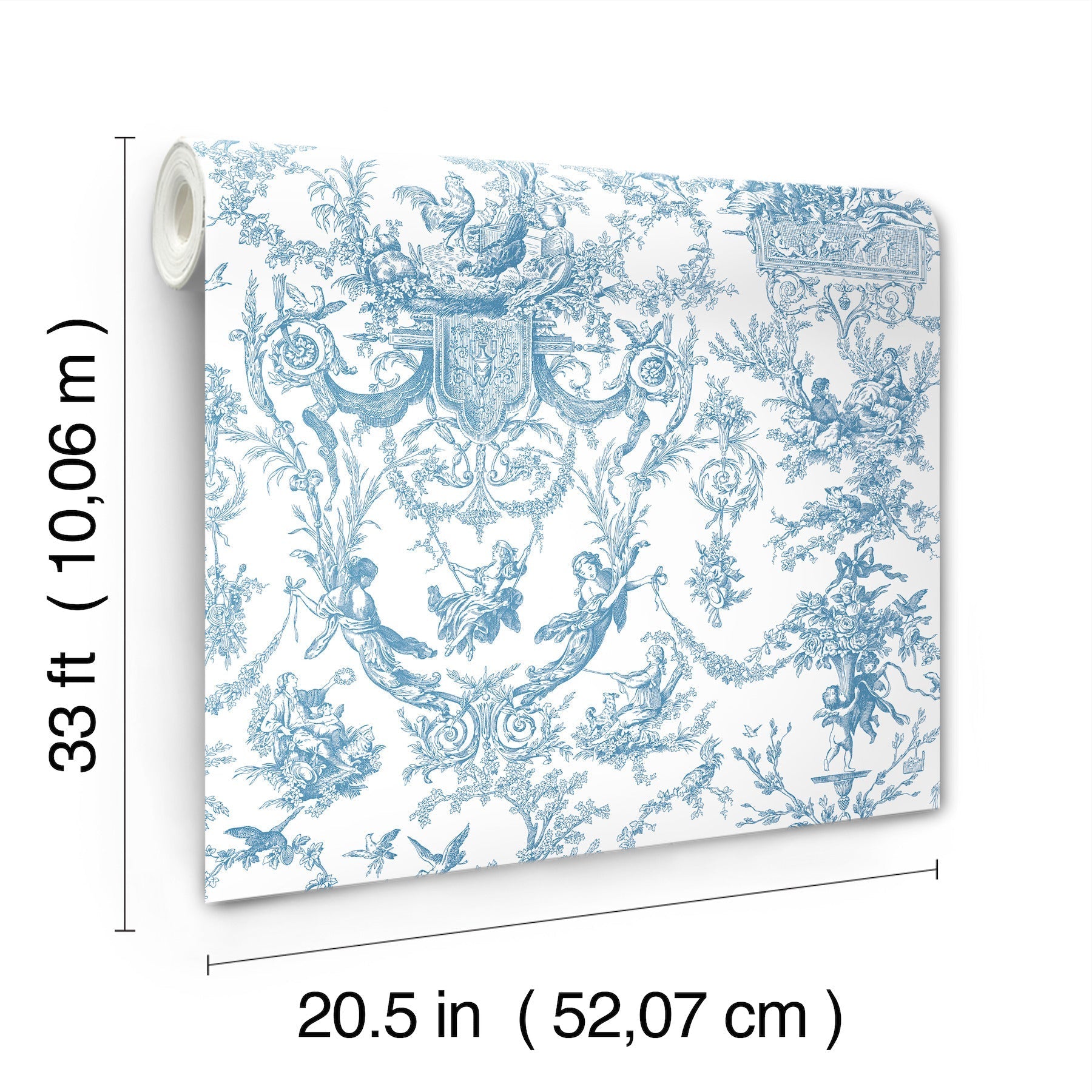 old-world-toile-blue-white-wallpaper-york-wallcoverings-at4241 - York Wallcoverings Wallpaper