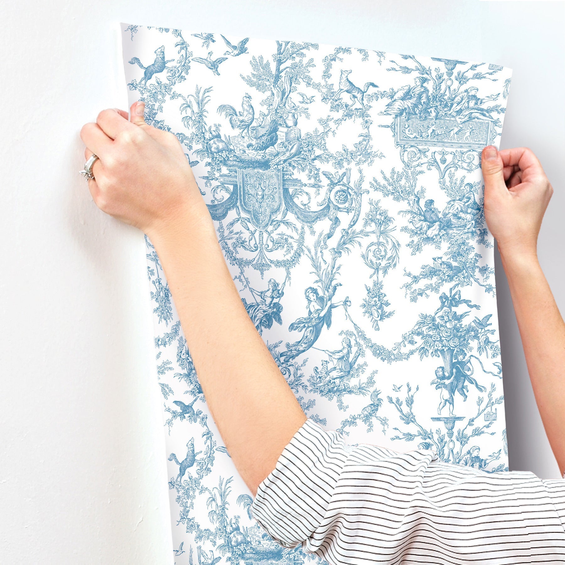 old-world-toile-blue-white-wallpaper-york-wallcoverings-at4241 - York Wallcoverings Wallpaper