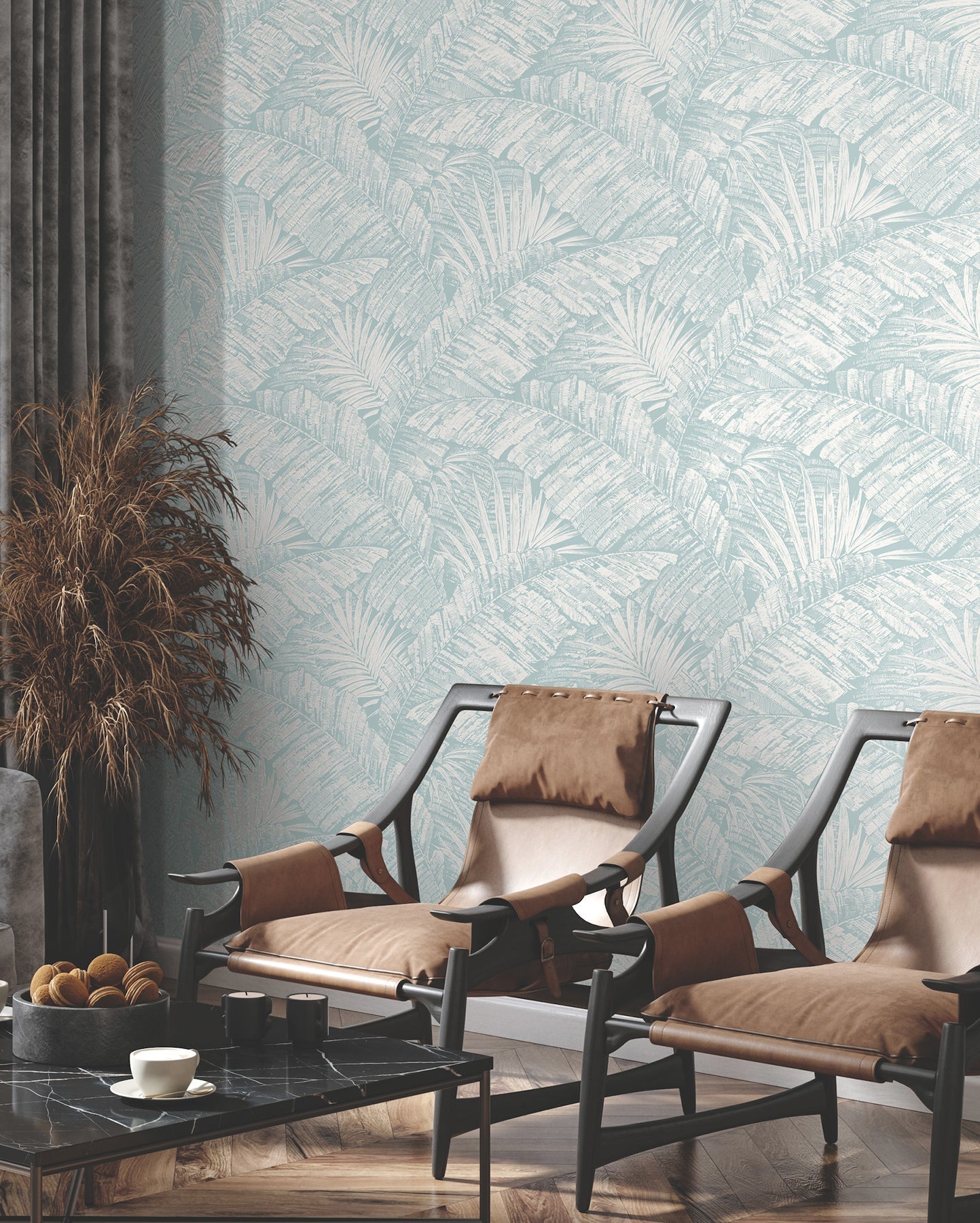 palm-cove-toile-wallpaper-whiteblue-york-wallcoverings-rt7925 - York Wallcoverings Wallpaper