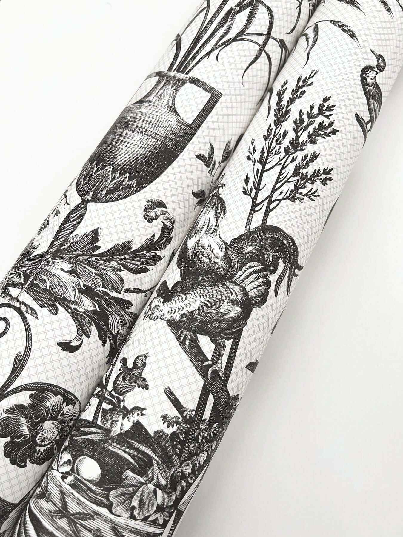 Avian Fountain Toile Black Wallpaper - York Wallcoverings - RT7813 - York Wallcoverings Wallpaper