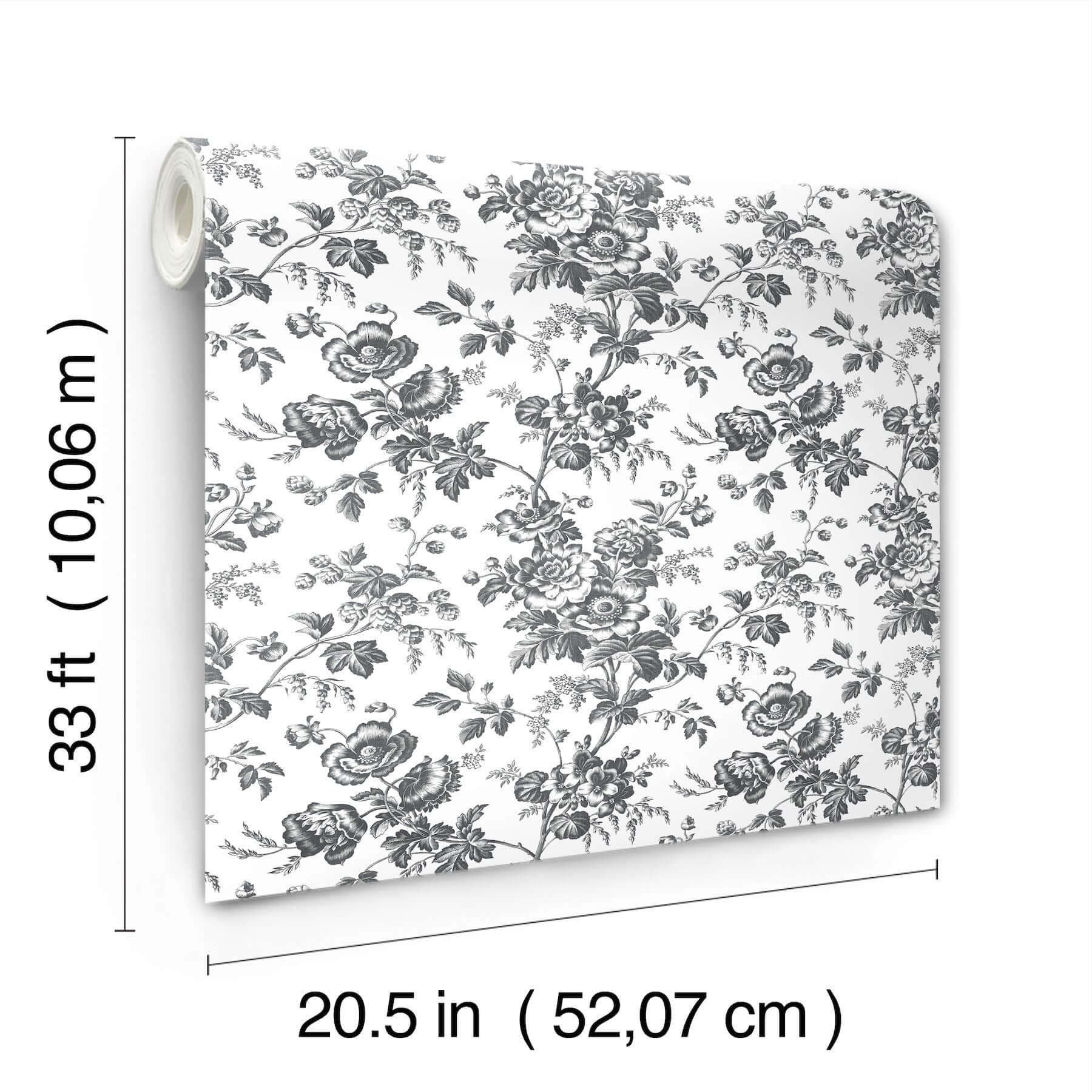anemone-toile-wallpaper-black-york-wallcoverings-rt7875 - York Wallcoverings Wallpaper