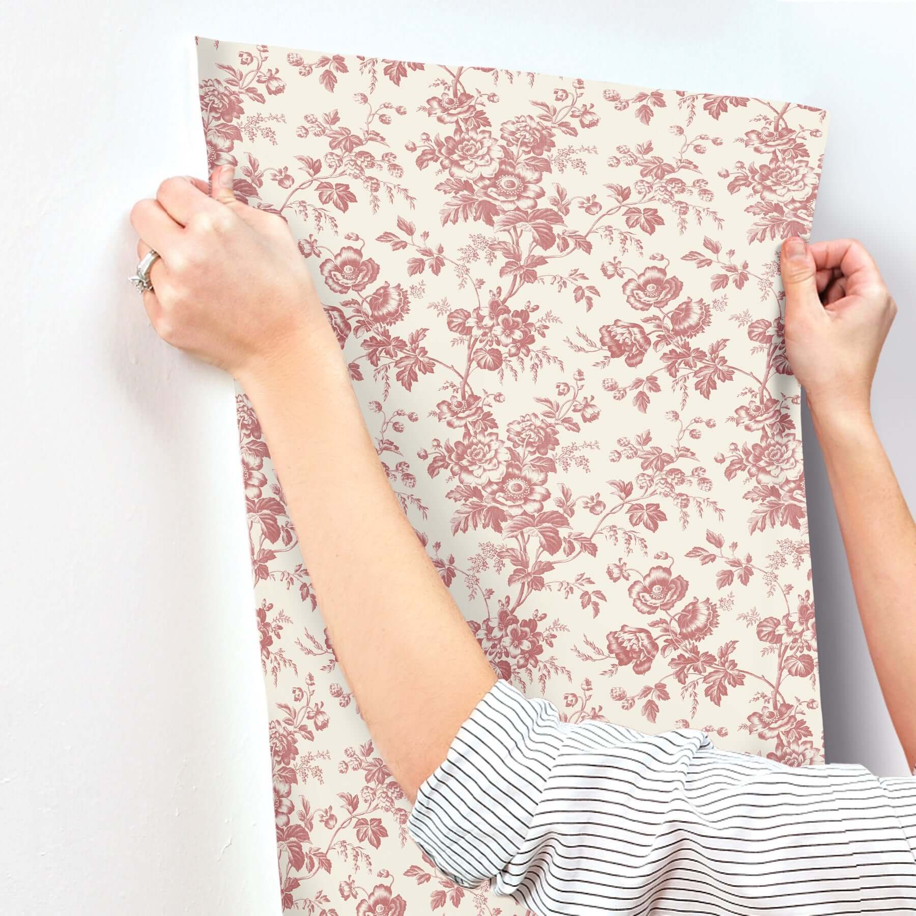 anemone-toile-wallpaper-french-red-york-wallcoverings-rt7871 - York Wallcoverings Wallpaper