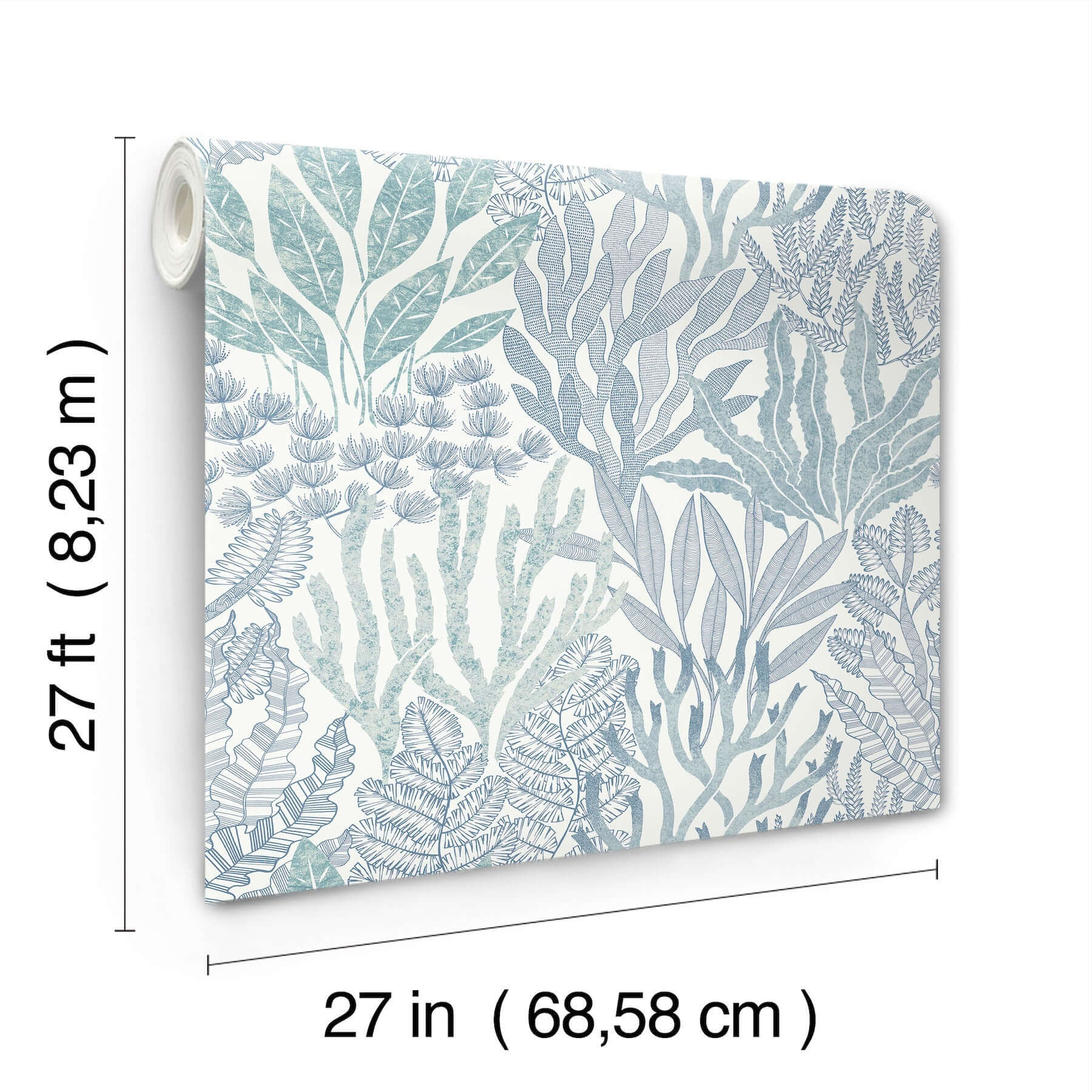 coral-leaves-wallpaper-blueaqua-york-wallcoverings-rt7804 - York Wallcoverings Wallpaper
