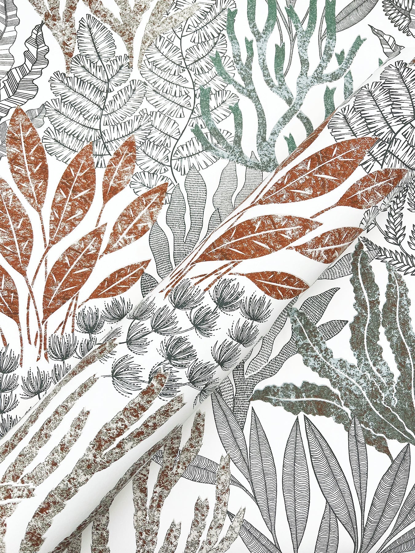 coral-leaves-wallpaper-coral-black-york-wallcoverings-rt7801 - York Wallcoverings Wallpaper
