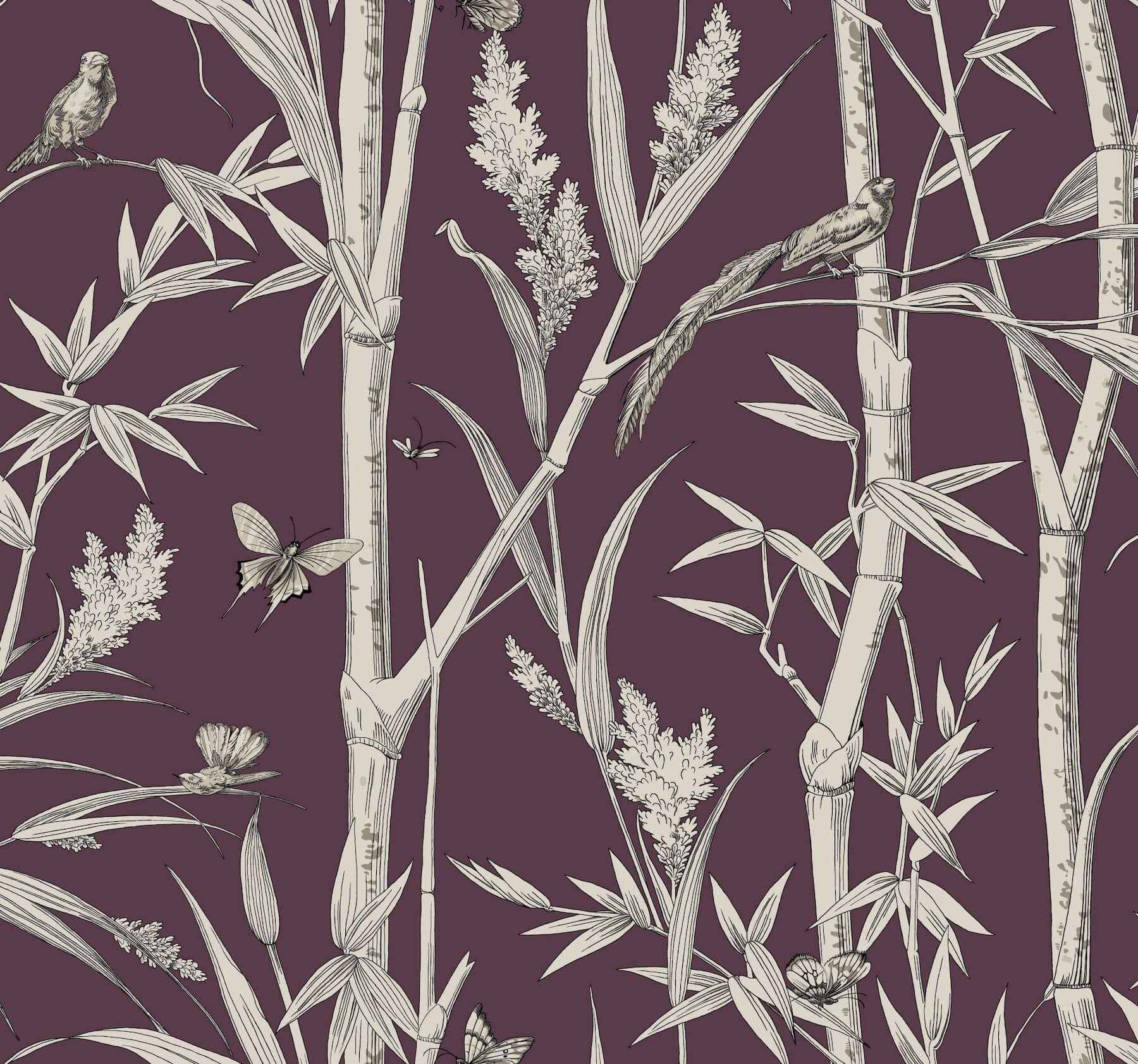 Bambou Toile Burgundy Wallpaper - York Wallcoverings - RT7835