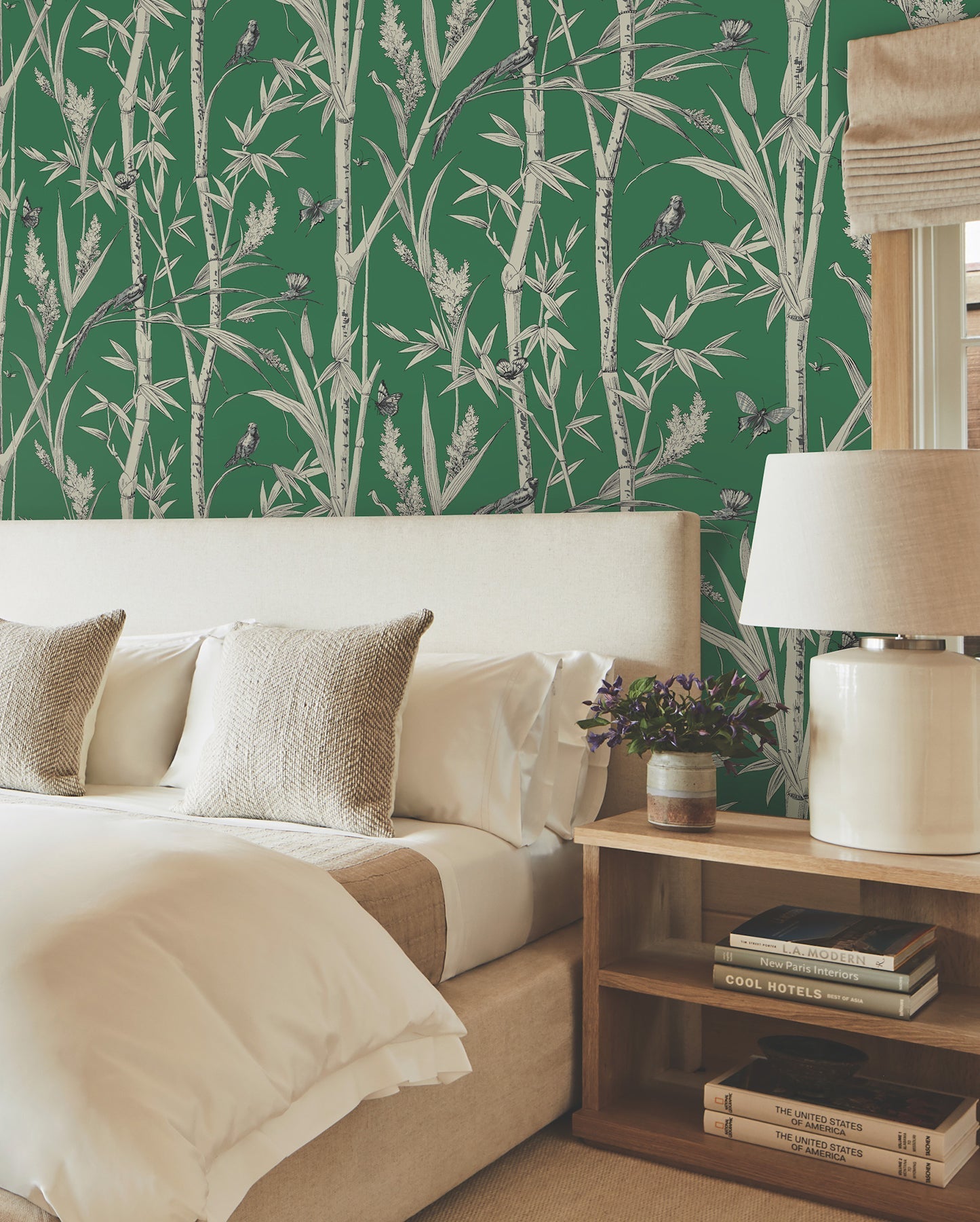 bambou-toile-wallpaper-green-york-wallcoverings-rt7831 - York Wallcoverings Wallpaper