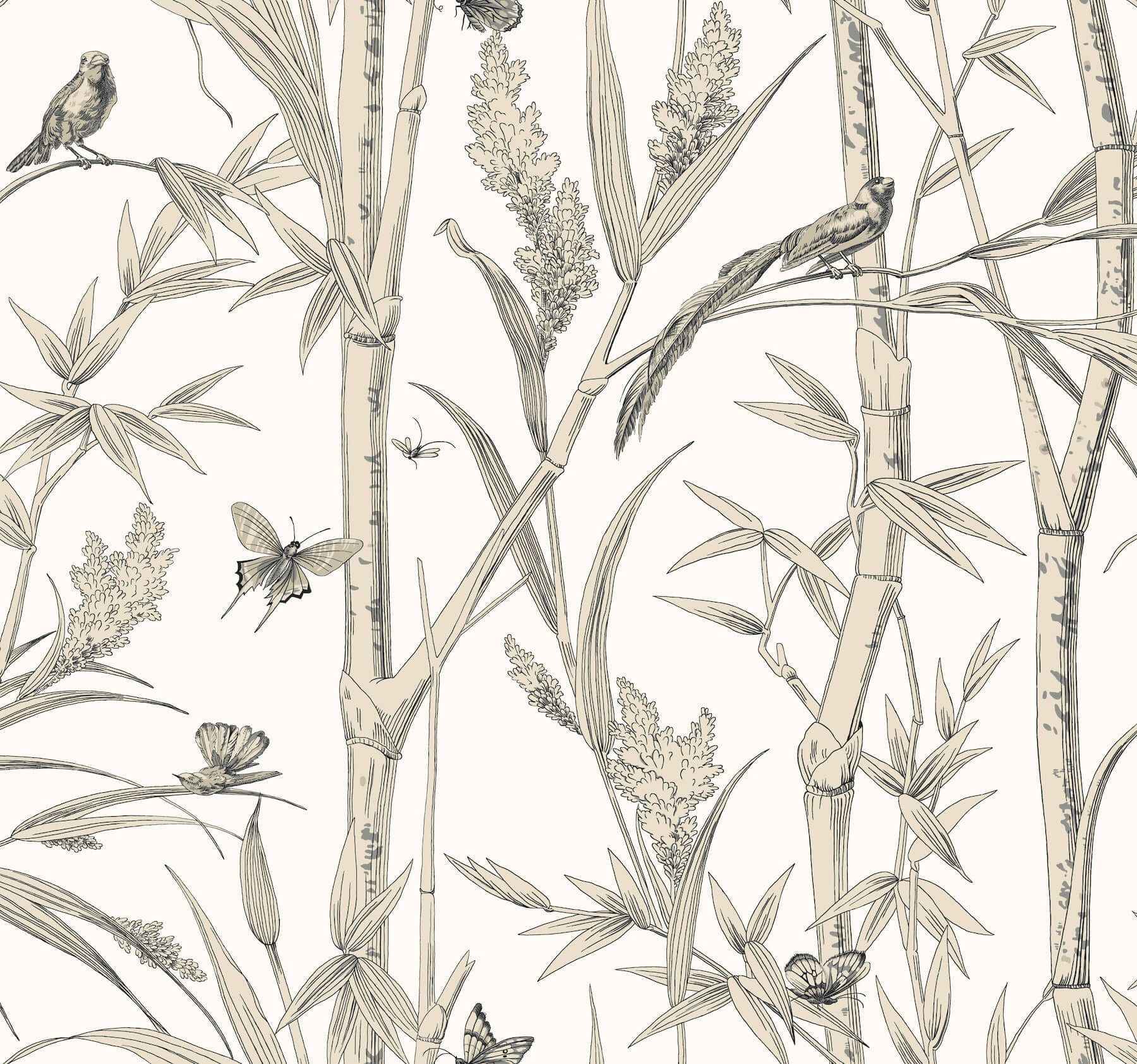 Bambou Toile White Wallpaper - York Wallcoverings - RT7836