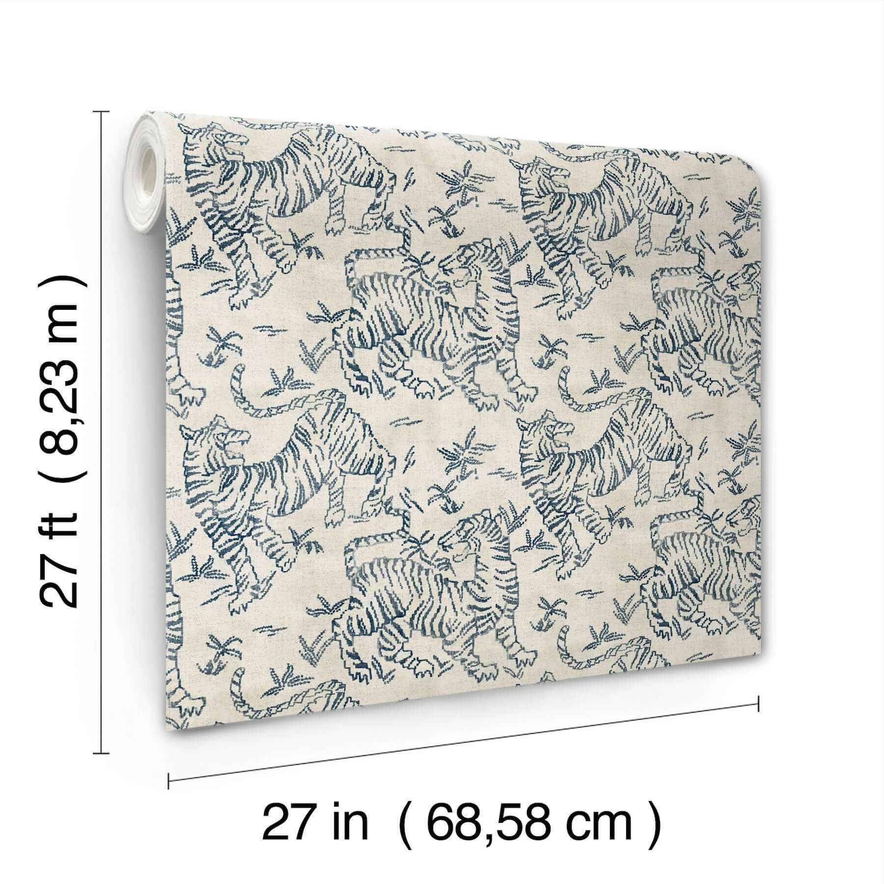 Orly Tigers Indigo Wallpaper - York Wallcoverings - LM5333 - York Wallcoverings Wallpaper