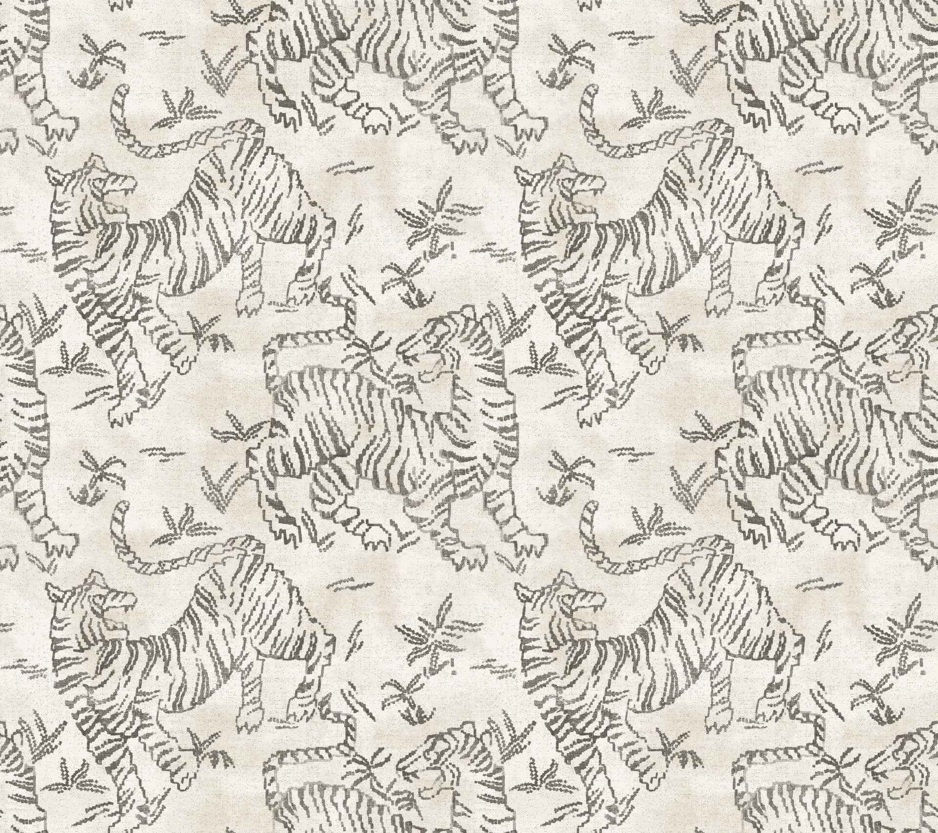 Orly Tigers White Wallpaper - York Wallcoverings - LM5331