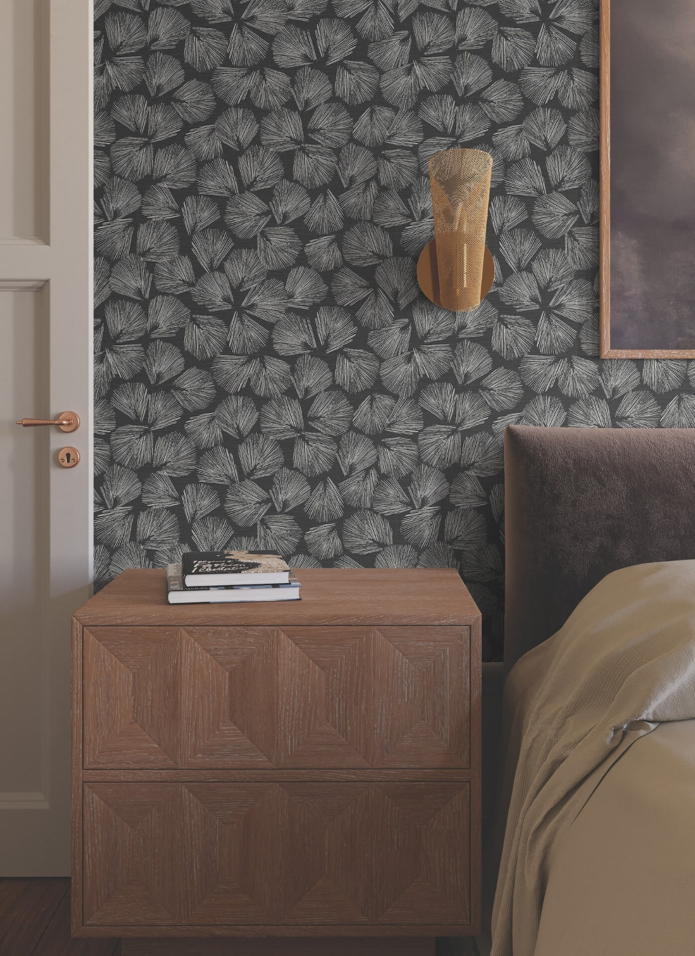 elora-leaf-black-wallpaper-york-wallcoverings-lm5351 - York Wallpaper Wallpaper