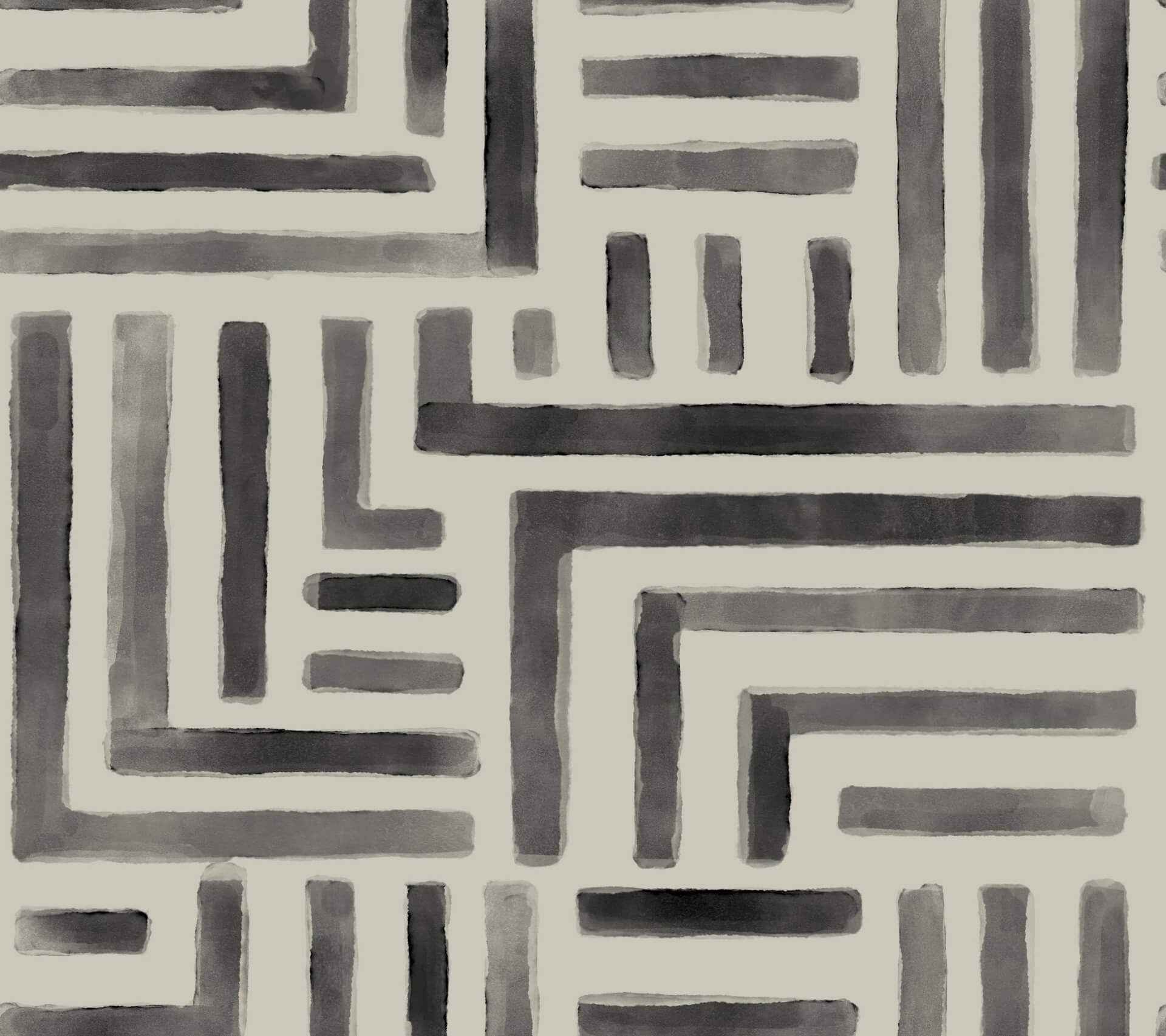 Painterly Labyrinth Charcoal Wallpaper - York Wallcoverings - LM5365