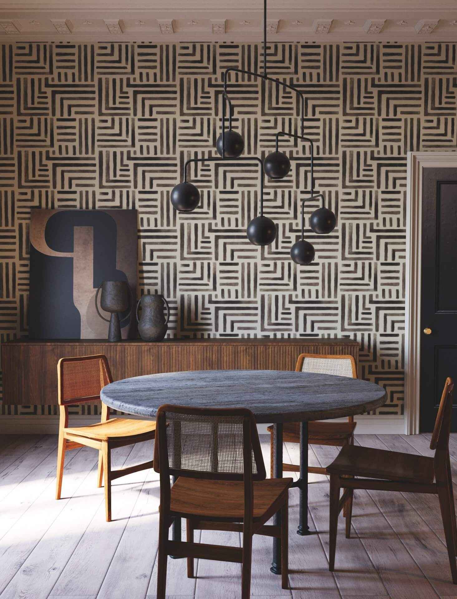 Painterly Labyrinth Charcoal Wallpaper - York Wallcoverings - LM5365 - York Wallcoverings Wallpaper