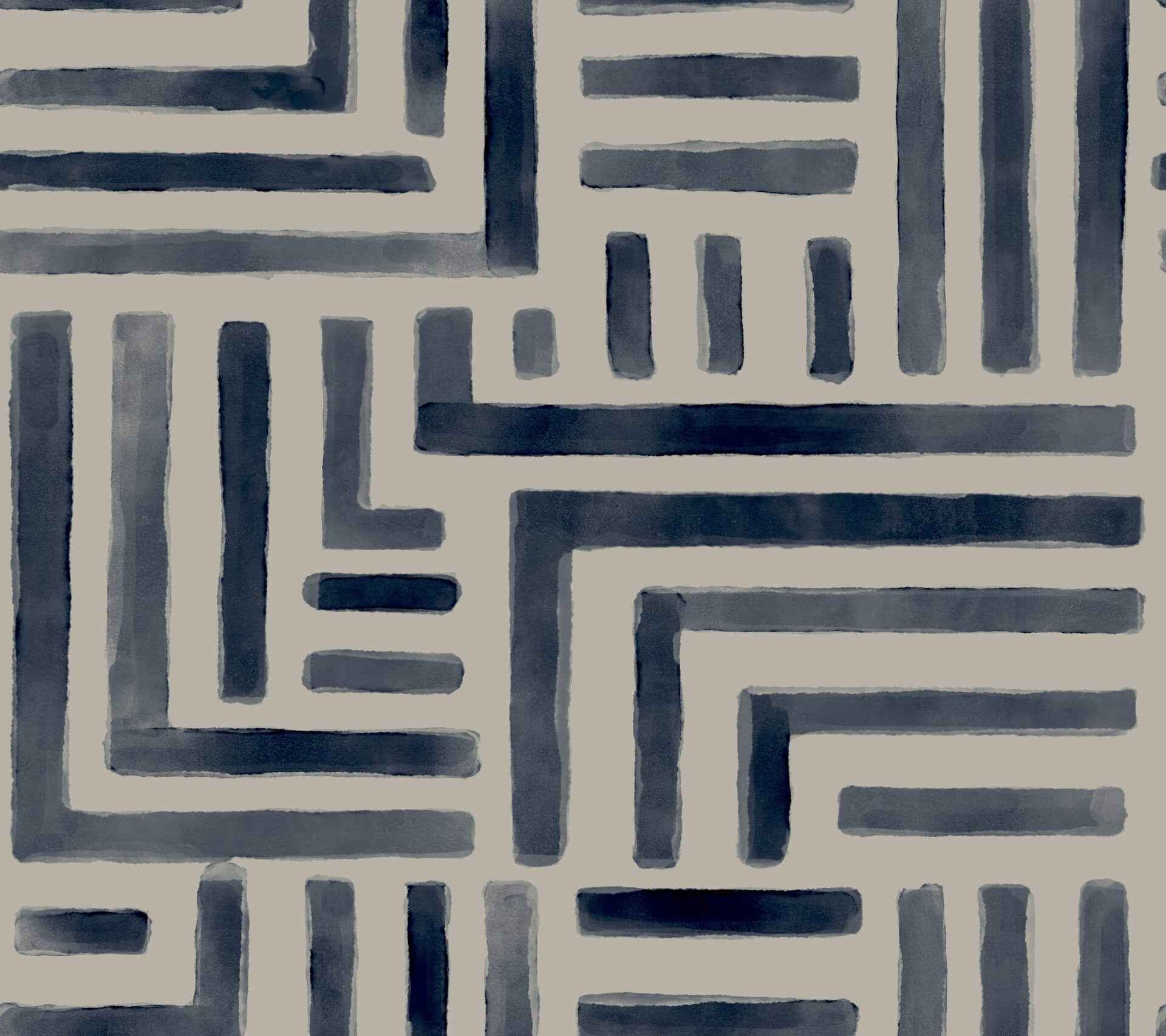 Painterly Labyrinth Navy Wallpaper - York Wallcoverings - LM5361