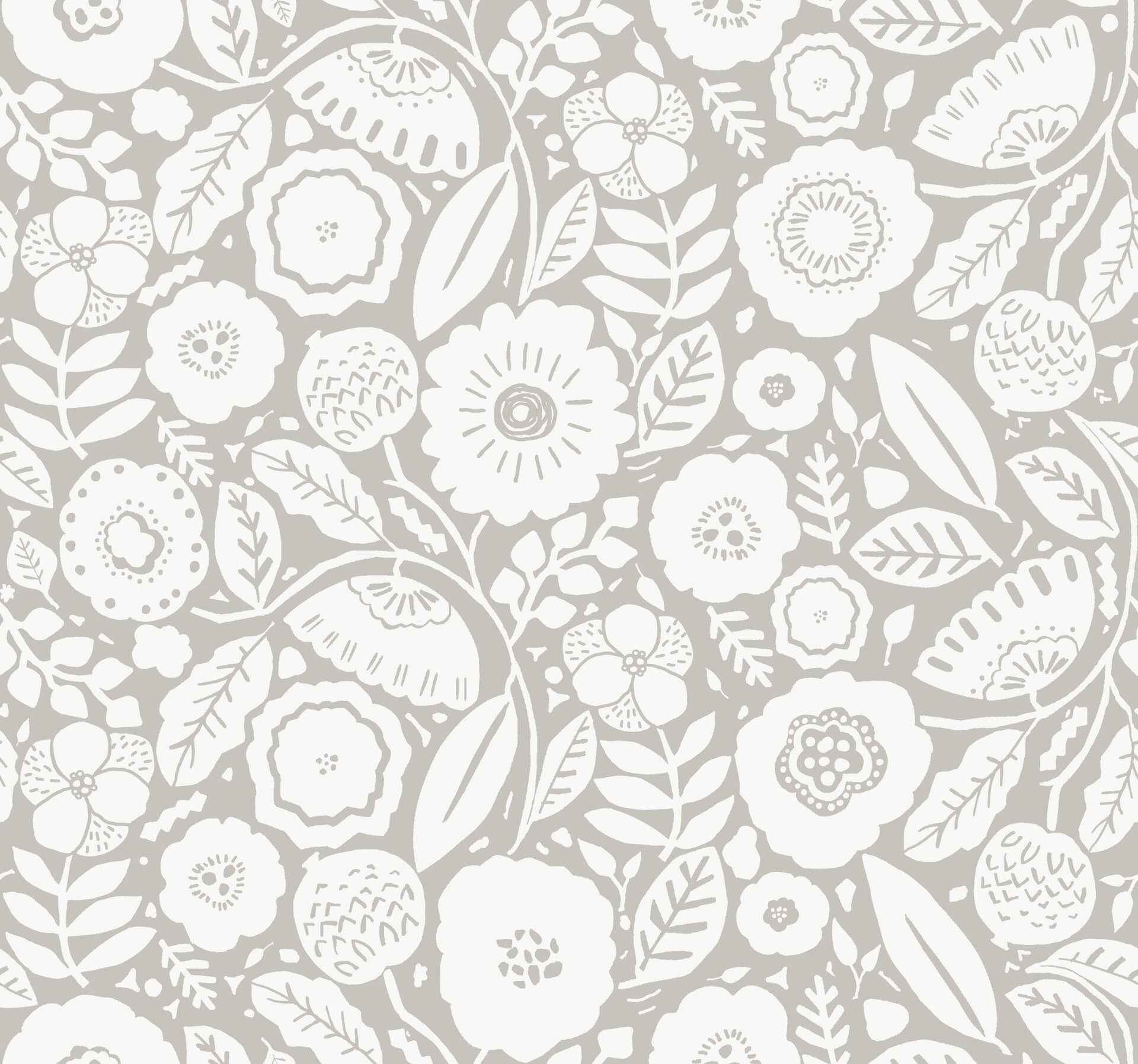Camille Blossom Grey Wallpaper - York Wallcoverings - LM5393 - York Wallcoverings Wallpaper