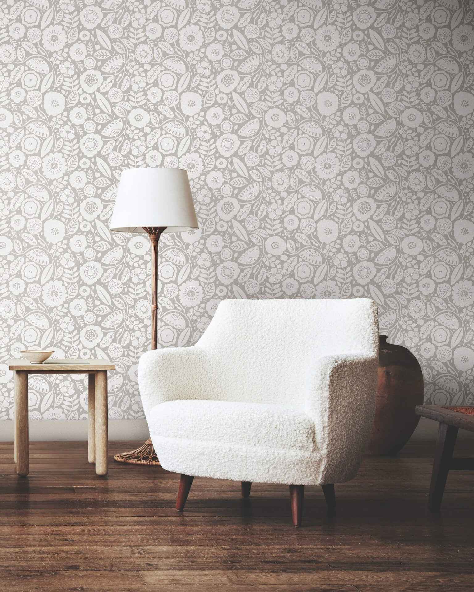 Camille Blossom Grey Wallpaper - York Wallcoverings - LM5393 - York Wallcoverings Wallpaper
