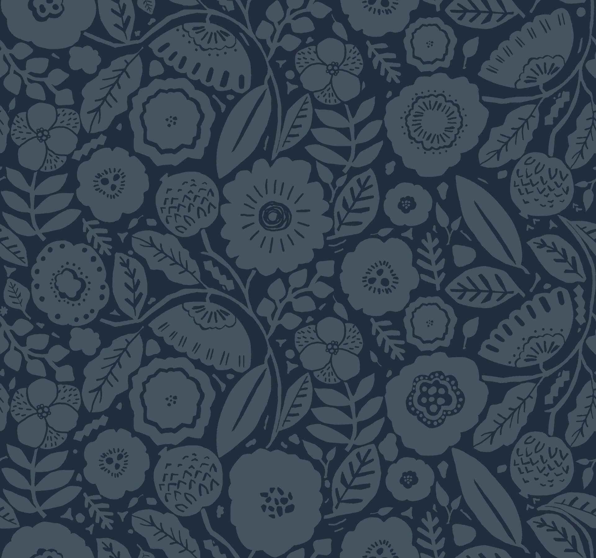 Camille Blossom Indigo Wallpaper - York Wallcoverings - LM5396 - York Wallcoverings Wallpaper