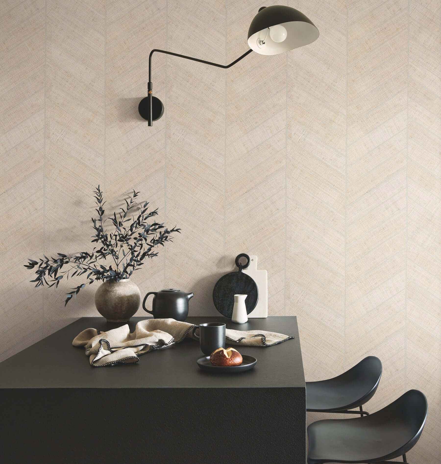 Atelier Herringbone White Wallpaper - York Wallcoverings - HO2108GV - York Wallcoverings Wallpaper