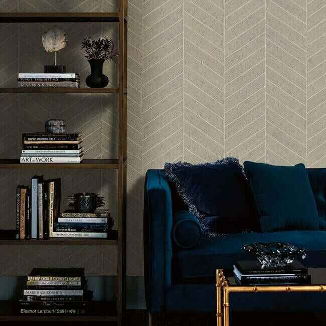 Atelier Herringbone Off White Wallpaper - York Wallcoverings - HO2109 - York Wallcoverings Wallpaper